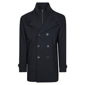 Herno Double-Breasted Black Peacoat With High Collar - NWT